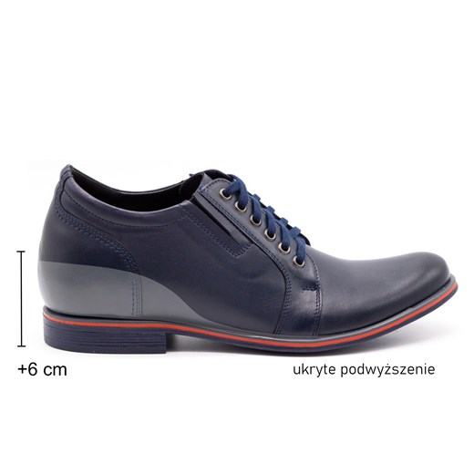 Buty męskie skórzane podwyższające + 6 cm P24 granatowe ze sklepu butyolivier w kategorii Buty eleganckie męskie - zdjęcie 178699438