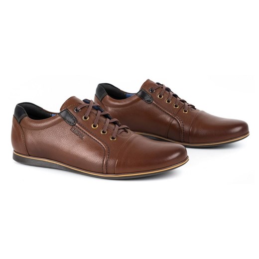 Buty męskie skórzane casual 39/74KAM brązowe ze sklepu butyolivier w kategorii Buty eleganckie męskie - zdjęcie 178699658