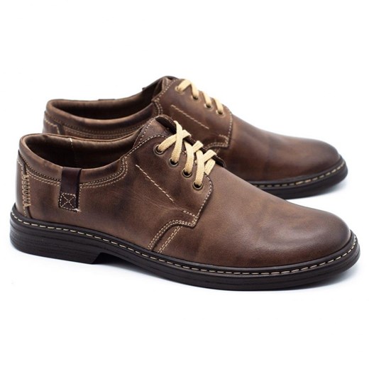 Buty męskie skórzane 415 brązowe ze sklepu butyolivier w kategorii Półbuty męskie - zdjęcie 178699826