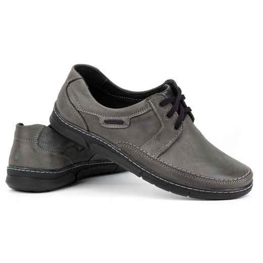 Buty męskie skórzane sznurowane 60K szare ze sklepu butyolivier w kategorii Półbuty męskie - zdjęcie 178699875