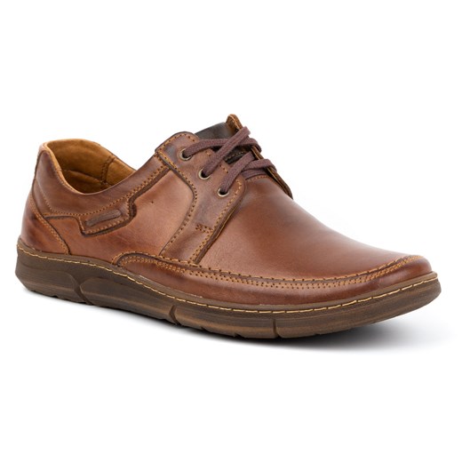 Buty męskie skórzane sznurowane 60K AX brązowe ze sklepu butyolivier w kategorii Półbuty męskie - zdjęcie 178700078