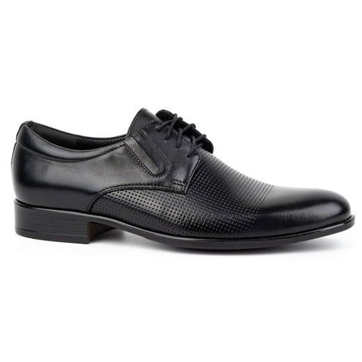 Buty męskie wizytowe skórzane 324KAM czarne ze sklepu butyolivier w kategorii Buty eleganckie męskie - zdjęcie 178700089