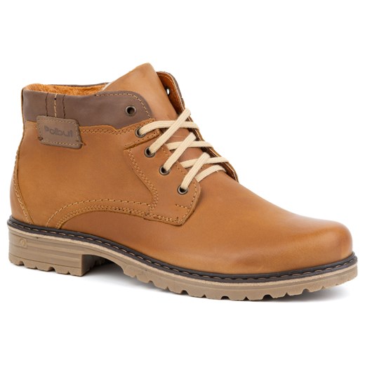 Buty męskie zimowe skórzane trzewiki ocieplane J35S camel brązowe ze sklepu butyolivier w kategorii Buty zimowe męskie - zdjęcie 178700135