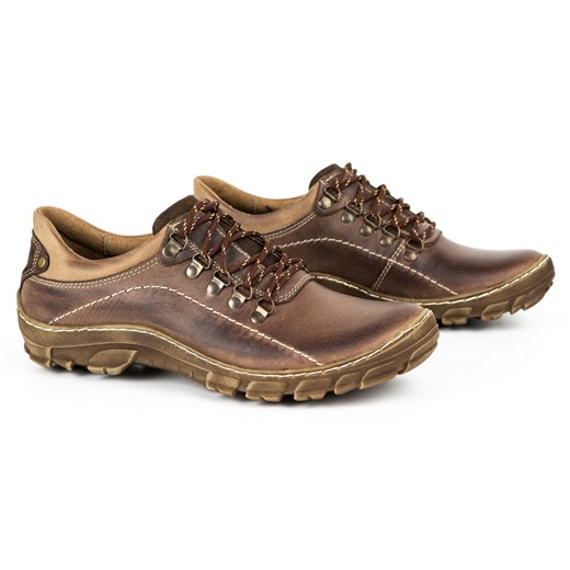 Buty trekkingowe męskie skóra 700 brązowe ze sklepu butyolivier w kategorii Buty trekkingowe męskie - zdjęcie 178700197