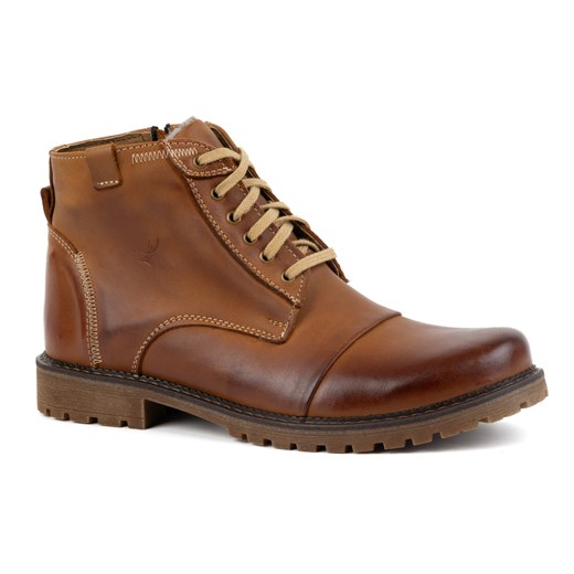 Zimowe Buty Męskie skórzane Trzewiki 137 brązowe ze sklepu butyolivier w kategorii Buty zimowe męskie - zdjęcie 178700235