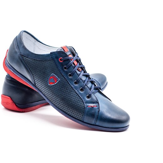Buty męskie skórzane casual 295J granatowe ze sklepu butyolivier w kategorii Półbuty męskie - zdjęcie 178700276