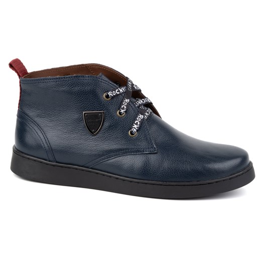 Buty męskie skórzane Chukka KAMPOL 110/63 granatowe ze sklepu butyolivier w kategorii Buty zimowe męskie - zdjęcie 178700299