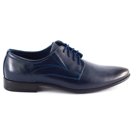 Buty męskie wizytowe skórzane 256 granatowe ze sklepu butyolivier w kategorii Buty eleganckie męskie - zdjęcie 178700359