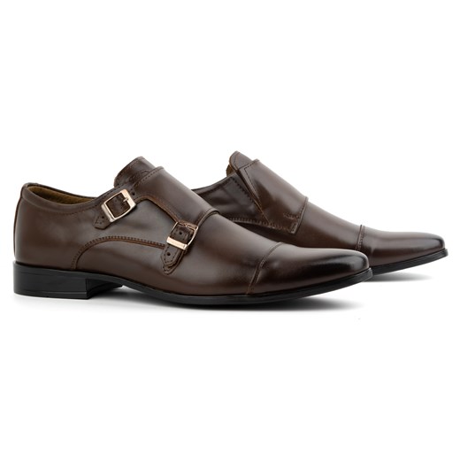Skórzane buty wizytowe Monki 306LU ciemny brąz ze sklepu butyolivier w kategorii Buty eleganckie męskie - zdjęcie 178700376