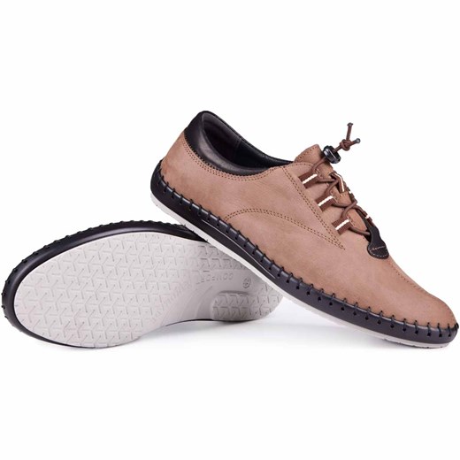 Buty męskie skórzane casual 337/OL brązowe ze sklepu butyolivier w kategorii Półbuty męskie - zdjęcie 178700448