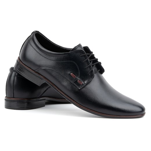 Buty męskie wizytowe skórzane 277 czarne z bordem ze sklepu butyolivier w kategorii Buty eleganckie męskie - zdjęcie 178700508