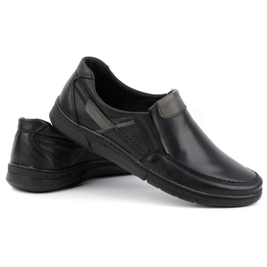 Buty męskie skórzane wsuwane 62K czarne ze sklepu butyolivier w kategorii Półbuty męskie - zdjęcie 178700598