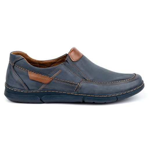 Buty męskie skórzane wsuwane 62K granatowe ze sklepu butyolivier w kategorii Buty sportowe męskie - zdjęcie 178700605