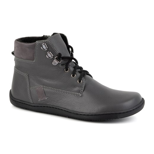 Damskie minimalistyczne buty skórzane zimowe barefoot 1262 szare ze sklepu butyolivier w kategorii Półbuty damskie - zdjęcie 178700655