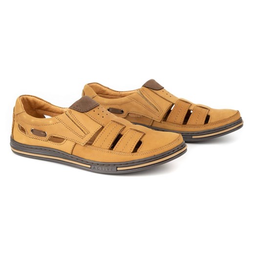 Buty męskie skórzane ażurowe 06 na lato rude ze sklepu butyolivier w kategorii Półbuty męskie - zdjęcie 178700825