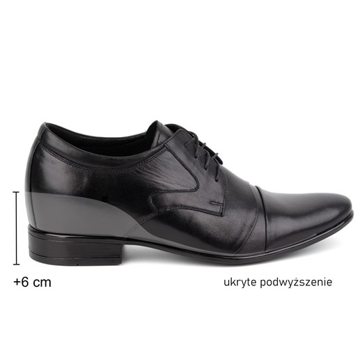 Buty męskie podwyższające skórzane eleganckie + 6 cm wizytowe P12 czarne ze sklepu butyolivier w kategorii Buty eleganckie męskie - zdjęcie 178700838