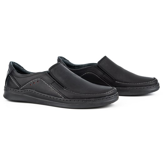 Buty męskie wsuwane skórzane SLIP-ON 216GT czarne ze sklepu butyolivier w kategorii Półbuty męskie - zdjęcie 178701148