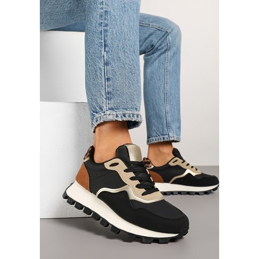 Czarne Sneakersy z Geometrycznym Wzorem Korisoria ze sklepu renee.pl w kategorii Buty sportowe damskie - zdjęcie 178702156