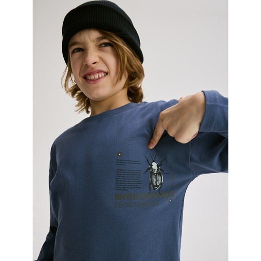 Reserved - Longsleeve z nadrukiem - granatowy Reserved 170 (13-14 lat) Reserved
