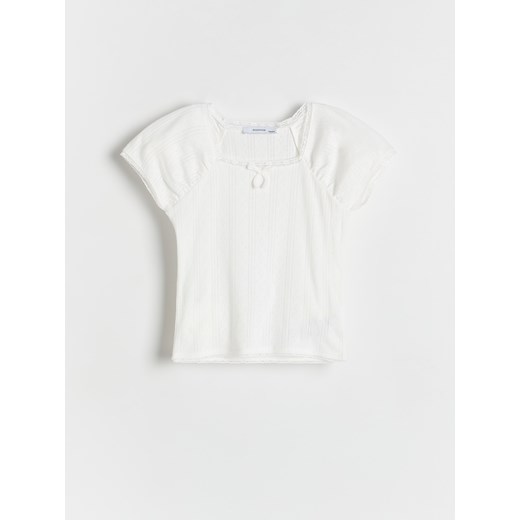 Reserved - Bawełniana bluzka - złamana biel Reserved 164 (13 lat) Reserved