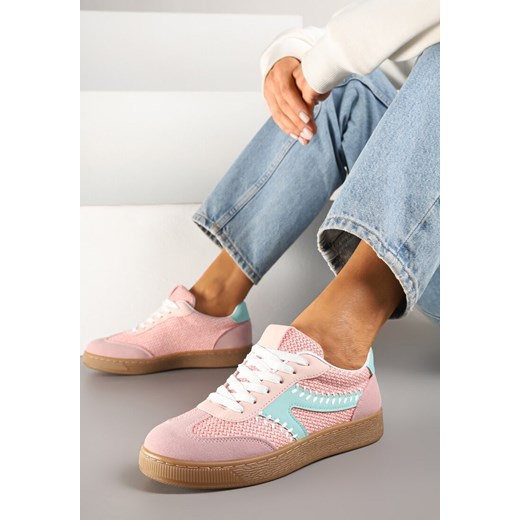Różowe Sneakersy w Stylu Klasycznych Tenisówek Zdobione Przeszyciami i Tweedem Koriznne ze sklepu renee.pl w kategorii Buty sportowe damskie - zdjęcie 178705245