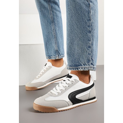 Biało-Szare Sneakersy w Klasycznym Stylu Ellirianne ze sklepu born2be.pl w kategorii Buty sportowe damskie - zdjęcie 178705945