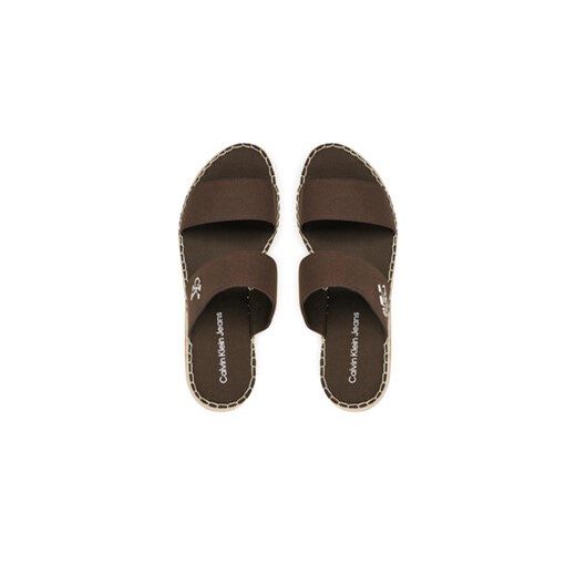 Espadryle damskie Calvin Klein brązowe z tkaniny bez zapięcia casual