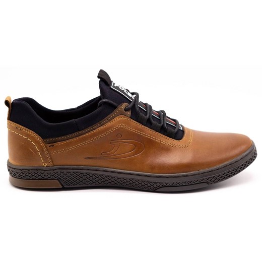 Polbut Buty męskie skórzane casual K24 camel brązowe ze sklepu ButyModne.pl w kategorii Półbuty męskie - zdjęcie 178713859