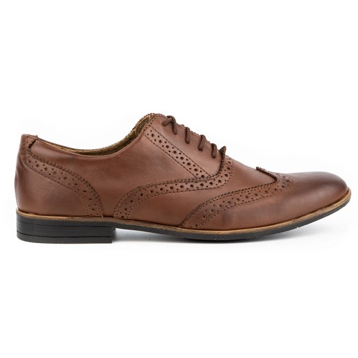 Olivier Buty wizytowe skórzane Brogsy 306GT brązowe ze sklepu ButyModne.pl w kategorii Buty eleganckie męskie - zdjęcie 178716256