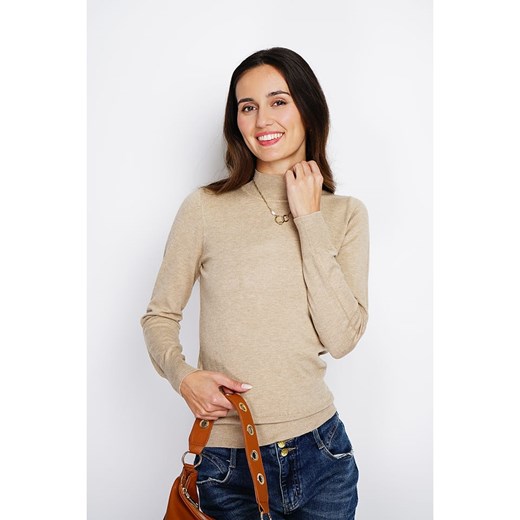 ASSUILI Kaszmirowy sweter w kolorze beżowym 42 okazja Limango Polska