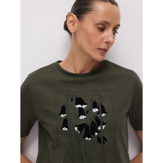 Reserved - Bawełniany t-shirt z nadrukiem - jasny zielony ze sklepu Reserved w kategorii Bluzki damskie - zdjęcie 178718876