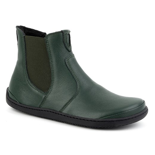 Olivier Damskie buty barefoot sztyblety z zamkiem ocieplane 1263 zielone ze sklepu ButyModne.pl w kategorii Botki - zdjęcie 178719979