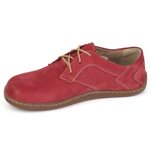 Olivier Barefoot Damskie minimalistyczne buty skórzane 1082 czerwone nubuk ze sklepu ButyModne.pl w kategorii Półbuty damskie - zdjęcie 178720007