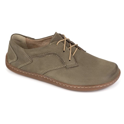 Olivier Barefoot Damskie minimalistyczne buty skórzane 1082 oliwkowe nubuk zielone ze sklepu ButyModne.pl w kategorii Półbuty damskie - zdjęcie 178720008