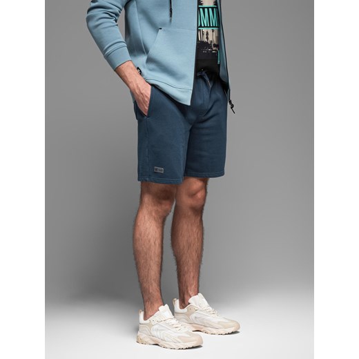 Krótkie spodenki dresowe męskie RELAXED FIT w stylu athleisure – granatowe V4 OM-SRWS-0122 ze sklepu ombre w kategorii Spodenki męskie - zdjęcie 178721576