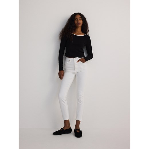 Reserved - Jeansy slim fit mid rise - biały Reserved 46 Reserved