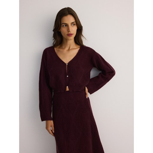 Reserved - Krótki kardigan z guzikami - fioletowy Reserved L okazja Reserved
