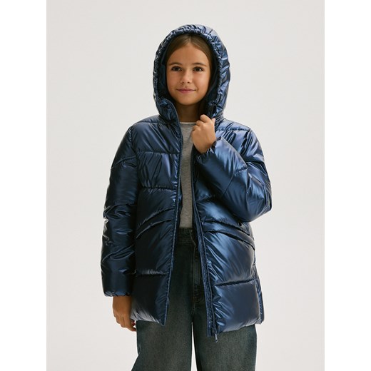 Reserved - Pikowana kurtka z metalicznym połyskiem - granatowy ze sklepu Reserved w kategorii Kurtki dziewczęce - zdjęcie 178722279