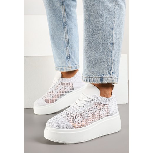 Białe Ażurowe Sneakersy Vices na Platformie Halvisa ze sklepu renee.pl w kategorii Buty sportowe damskie - zdjęcie 178722967