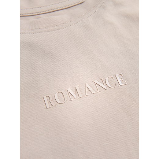 Bluzka damska beżowa Reserved na wiosnę casualowa z krótkim rękawem 