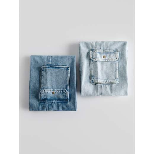 Reserved - Jeansy wide leg z kieszeniami cargo - niebieski ze sklepu Reserved w kategorii Spodnie dziewczęce - zdjęcie 178724005