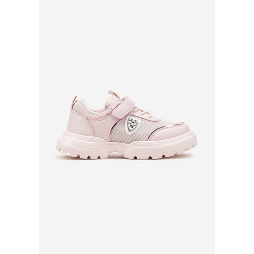 Różowe Buty Sportowe Sneakersy ze Skórzaną Wkładką i Aplikacją Fonaven ze sklepu born2be.pl w kategorii Buty sportowe dziecięce - zdjęcie 178725316