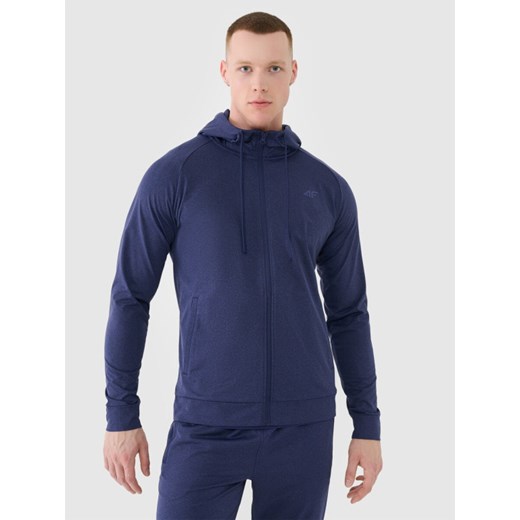 Męska bluza treningowa 4F 4FWSS25TFSWM512 - grananatowa ze sklepu Sportstylestory.com w kategorii Bluzy męskie - zdjęcie 178725747