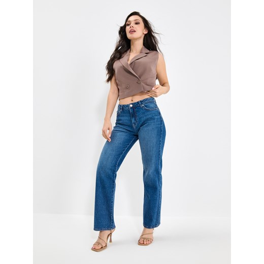 Sinsay - Jeansy wide leg - niebieski Sinsay 40 Sinsay