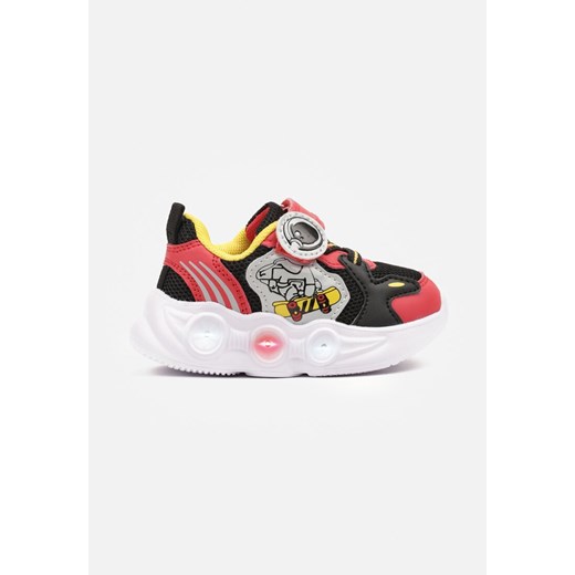 Czarno-Czerwone Buty Sportowe Sneakersy z Ledami i Bajkowym Wzorem Ulaniella ze sklepu born2be.pl w kategorii Buty sportowe dziecięce - zdjęcie 178729485