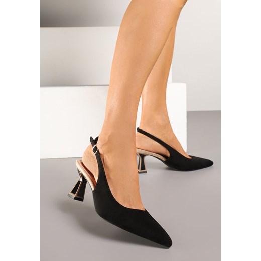 Czarne Sandały Vices na Kaczuszce Typu Slingback Edilitha ze sklepu renee.pl w kategorii Czółenka - zdjęcie 178730016