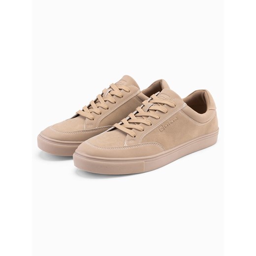 Monochromatyczne buty męskie w stylu streetwearowym – piaskowe V1 OM-FOTL-0183 ze sklepu ombre w kategorii Trampki męskie - zdjęcie 178730466