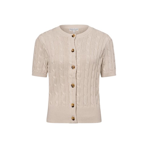 Marie Lund Damski kardigan z krótkim rękawem Kobiety Bawełna kitt jednolity ze sklepu vangraaf w kategorii Swetry damskie - zdjęcie 178731095