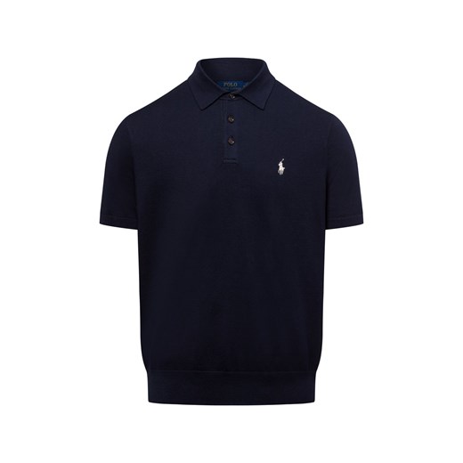 Polo Ralph Lauren Męski sweter z krótkim rękawem Mężczyźni Bawełna granatowy jednolity ze sklepu vangraaf w kategorii Swetry męskie - zdjęcie 178731108