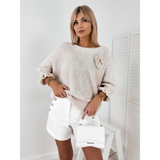 sweter junia beżowy one size ze sklepu UBRA w kategorii Swetry damskie - zdjęcie 178734886